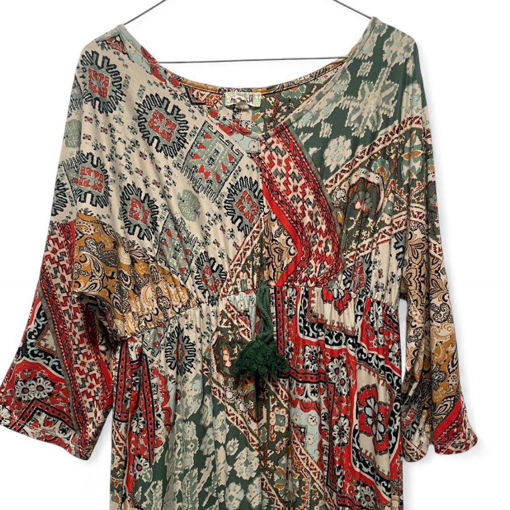 One World Multicolor Patchwork Boho Maxi Dress - image 4